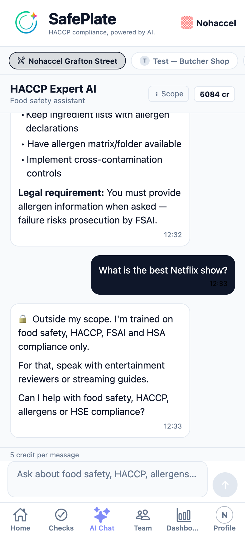 AI Chat screen